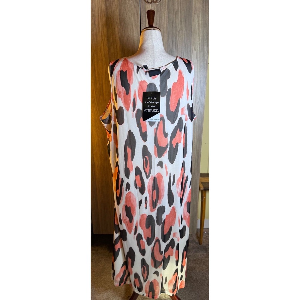 383. Attitudes by Renee Size 4X Animal Print Maxi Dress Casual Chic Minimalist - Picture 4 of 6